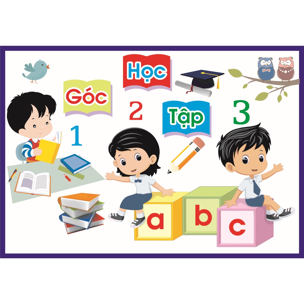 Góc nghệ thuật, góc học tập, góc xây dựng, góc chọn vai kích thước 60x90cm