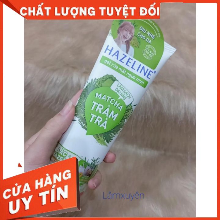 Gel Rửa Mặt Hazeline Ngừa Mụn Dịu Nhẹ Matcha Tràm Trà 170gr_100grlàm sạch da bụi bẩn bã nhờn mới, giúp da sáng