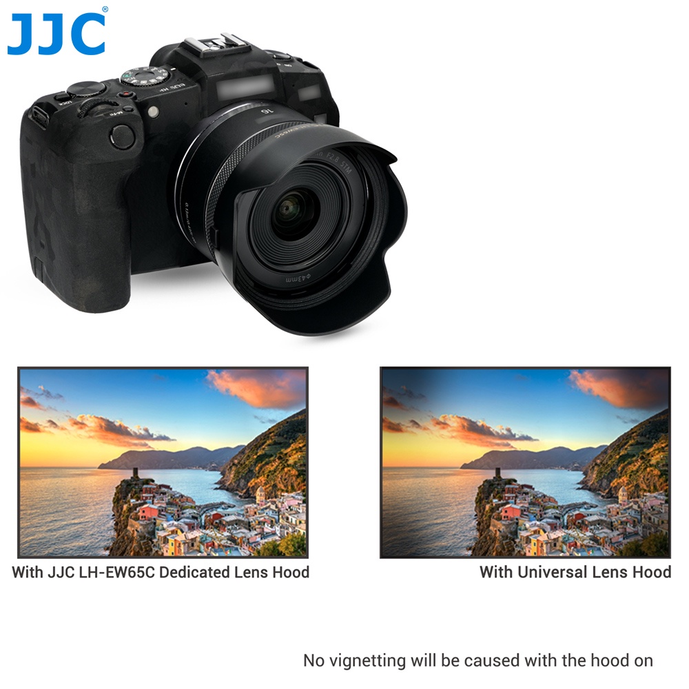 JJC EW-65C Loa che nắng chuyên dụng cho Ống kính Canon RF 16mm f / 2.8 STM, Cho phép Đặt Bộ lọc Ф43mm & Nắp ống kính