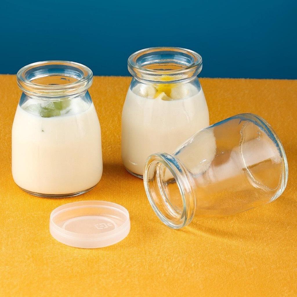 Hũ Thủy Tinh Tròn Có Nắp Làm Sữa Chua, Caramen, Lọ Chia Đồ Ăn Dặm Cho Bé 100ML