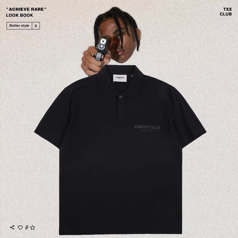 Áo Polo Essentials phản quang unisex , áo thun có cổ tay lỡ nam nữ chuẩn form, Streetwear_vn