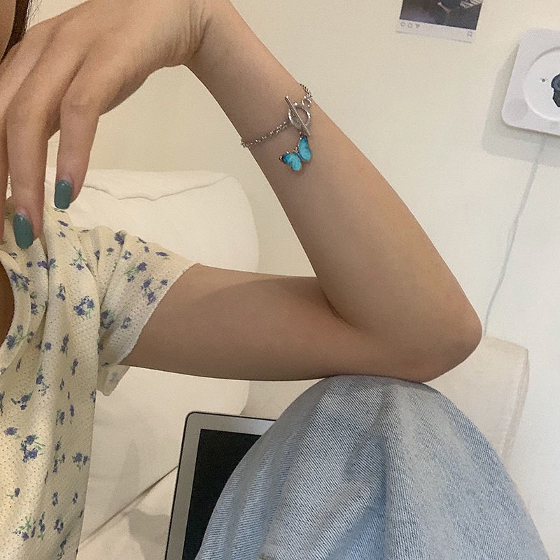Vòng Đeo Tay Hình Bướm Xanh Kiểu Hàn Quốc Đơn Giản Xinh Xắn
