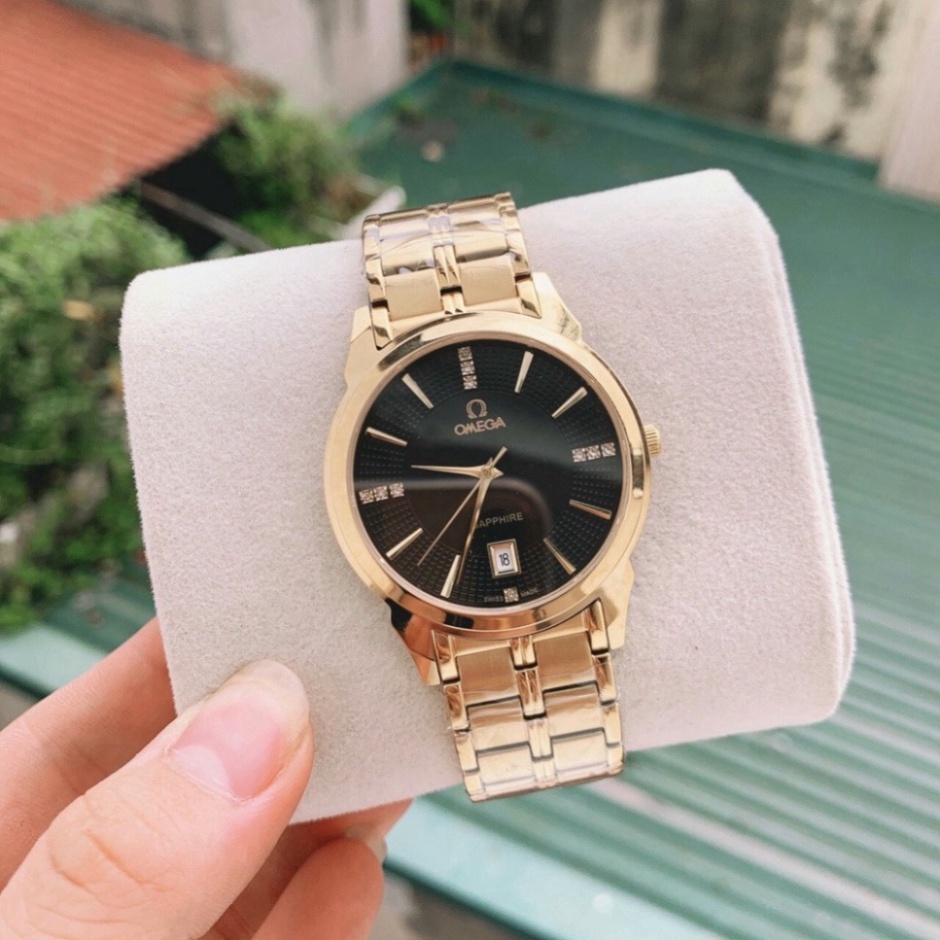 Đồng Hồ Nam omega Sapphire OM037 ĐEN Máy Pin Nhật Chống Xước Tuyệt Đối
