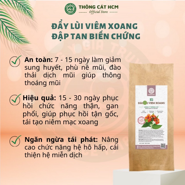 Trà túi lọc viên xông xoang tán hỗ trợ triệu chứng viêm xoang, viêm mũi dị ứng, nghẹt mũi - Trà thảo mộc Thông Cát