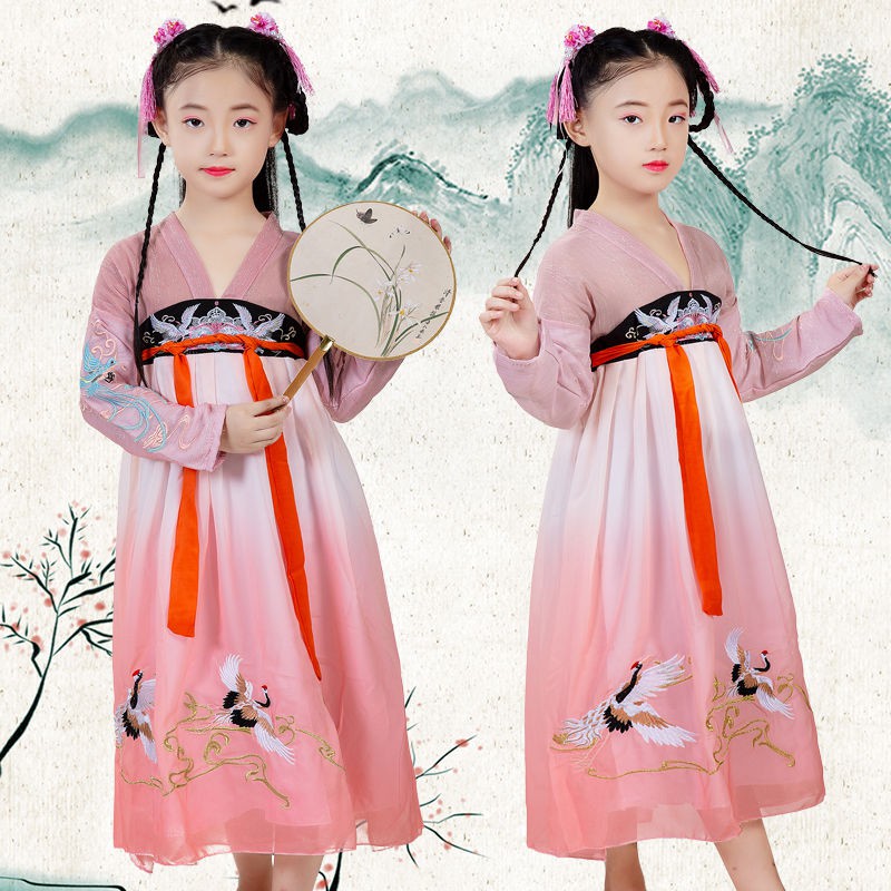 chân váy dàichân váy tennis✧┋Sản phẩm mới Hanfu nguyên bản nữ nhi tiểu linh cẩu trang phục ngực đầy đặn phong các