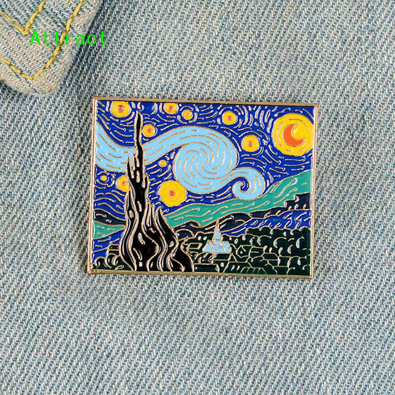 Ghim Cài Áo Hình Tranh Sơn Dầu Van Gogh Sáng Tạo