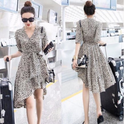 Đầm Dự Tiệc Da Báo Siêu Xinh - Váy Đầm Maxi Đi Biển Cổ Trễ Dáng Dài Ren Lụa Cao Cấp Cho Nàng Sống Ảo