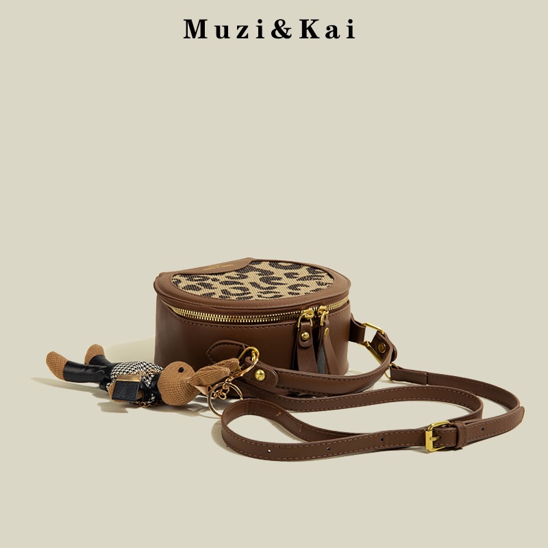 Muzi &amp; Kai Túi Đeo Chéo Vai Dáng Tròn Phong Cách Pháp Thời Trang Mới Dễ Phối Đồ Thiết Kế Kiểu Pháp 2021