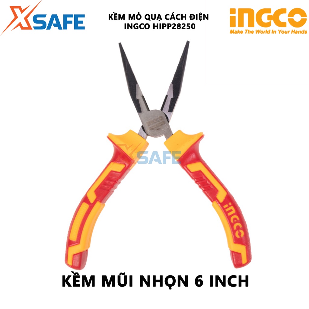 Bộ 3 kìm răng, cắt và mũi nhọn cao cấp INGCO HIKPS28318 Bộ kềm 3 chi tiết cách điện lên đến 1000V, chịu lực, chịu nhiệt