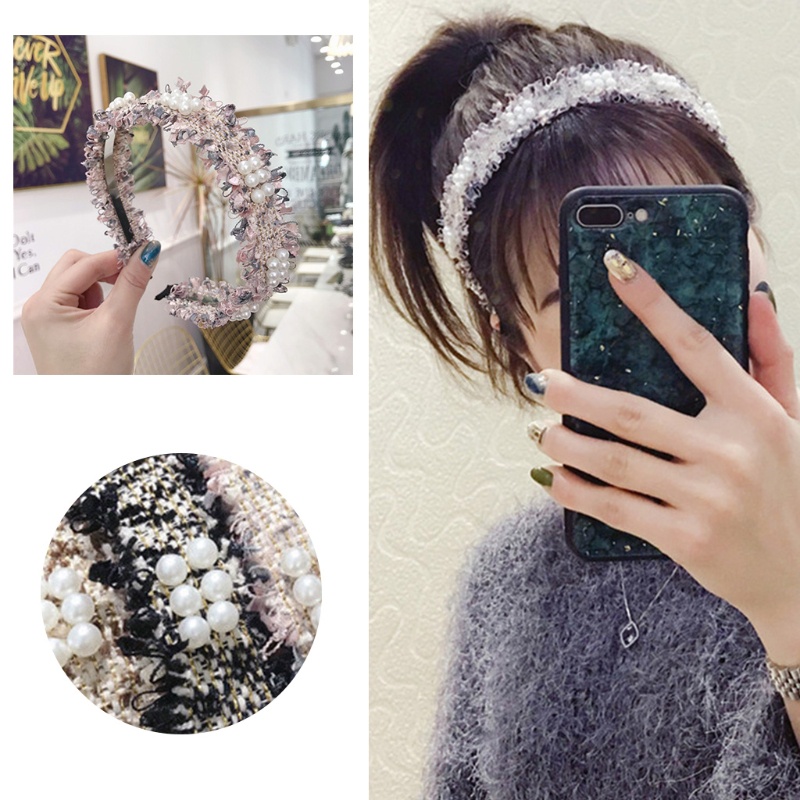 Flgo Băng Đô Đính Hạt Ngọc Trai Lấp Lánh Nhiều Màu Sắc