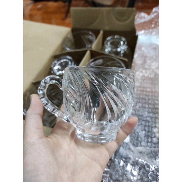 Bộ 6 ly thủy tinh uống trà cao cấp, bộ ly decor trang trí phòng