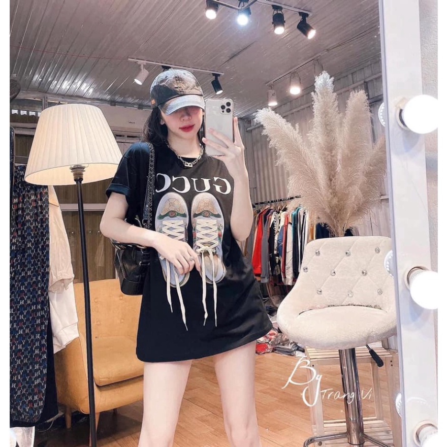 Áo phông nam và  nữ cộc tay form rộng hình đôi giày gucci đẹp, áo thun form rộng tay dài cổ tròn cotton 100% NVT- SPORT | BigBuy360 - bigbuy360.vn