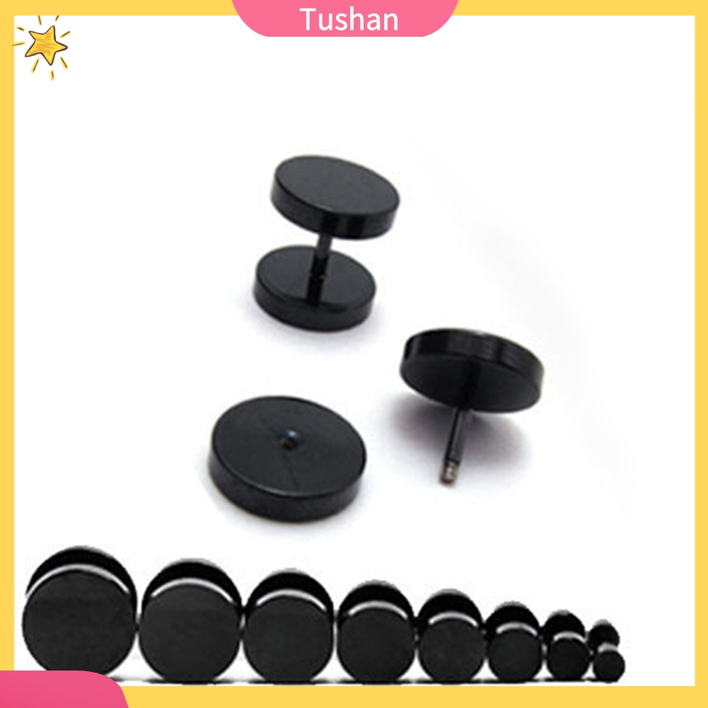Khuyên Tai Nam Thép Không Gỉ Màu Đen 3mm - 14mm