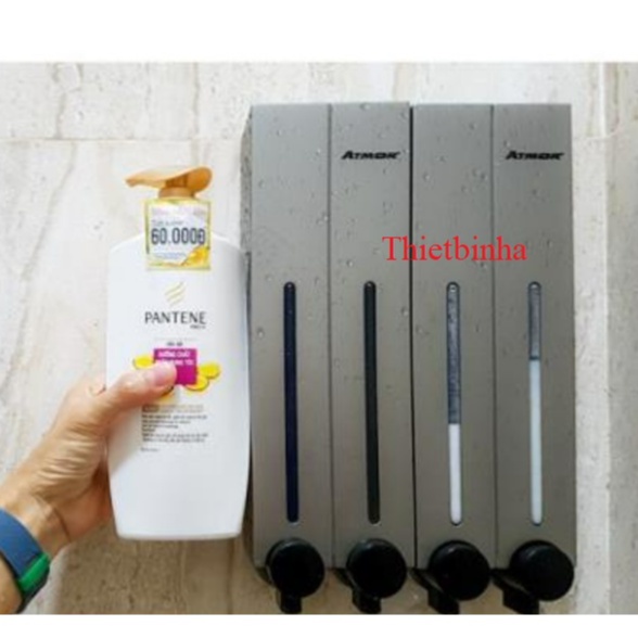 Hộp nhấn xà phòng đôi DH-700-2VP - ATMOR, hộp xà phòng nhấn