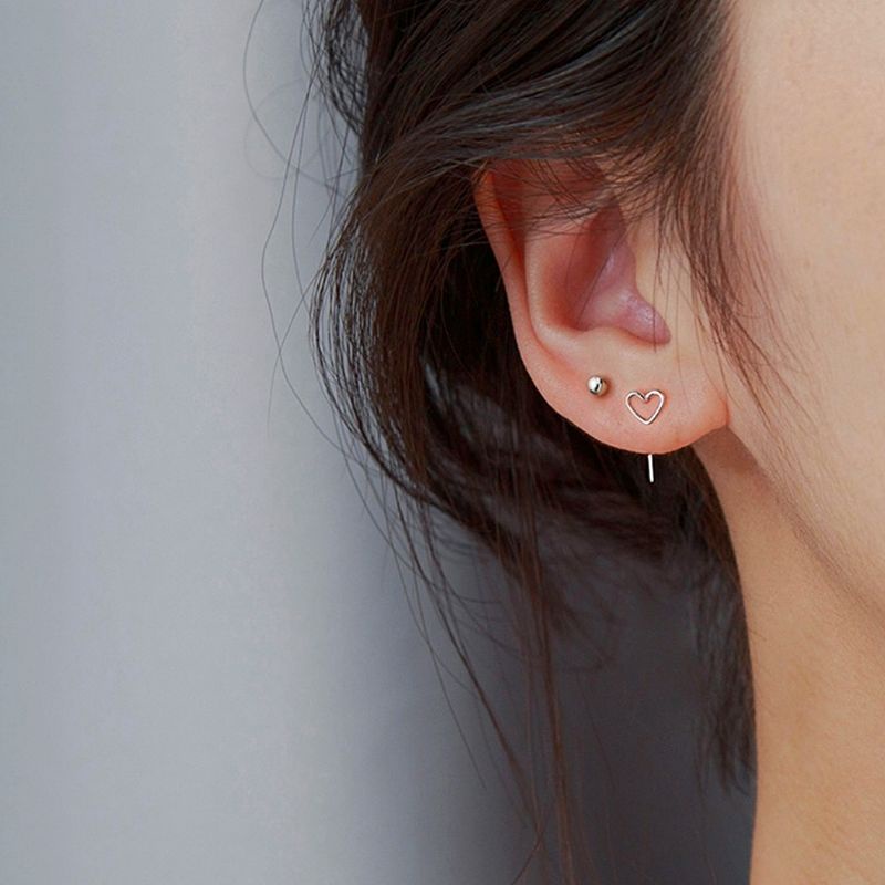 Bông tai tim 100% bạc S925