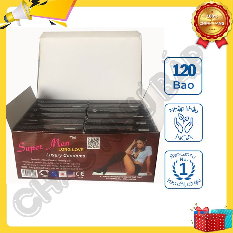 Bao cao su gia đình Super Men có gai và chống xuất tinh sớm 120 cái
