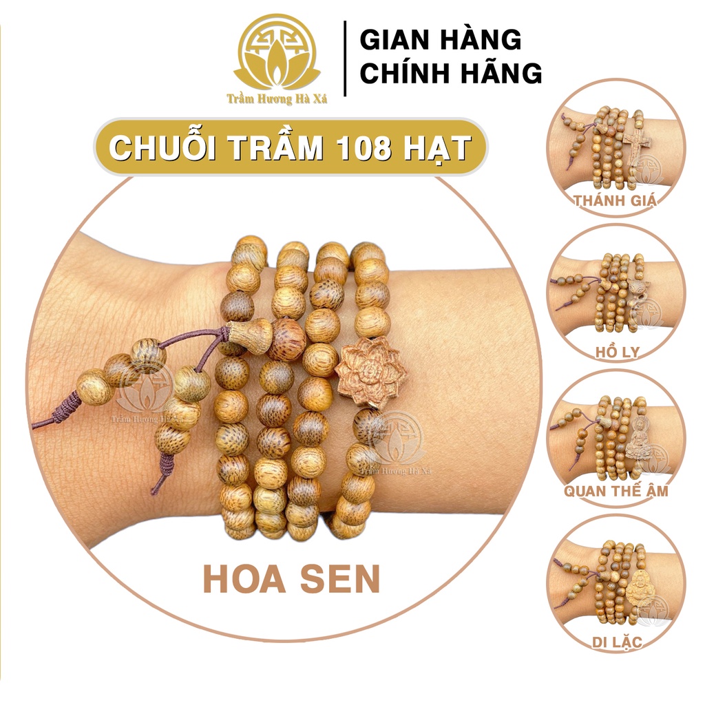 Vòng tay chuỗi tràng 108 hạt phong thủy trầm hương HÀ XÁ mix charm tốc đeo tay cặp đôi nam nữ may mắn tài lộc