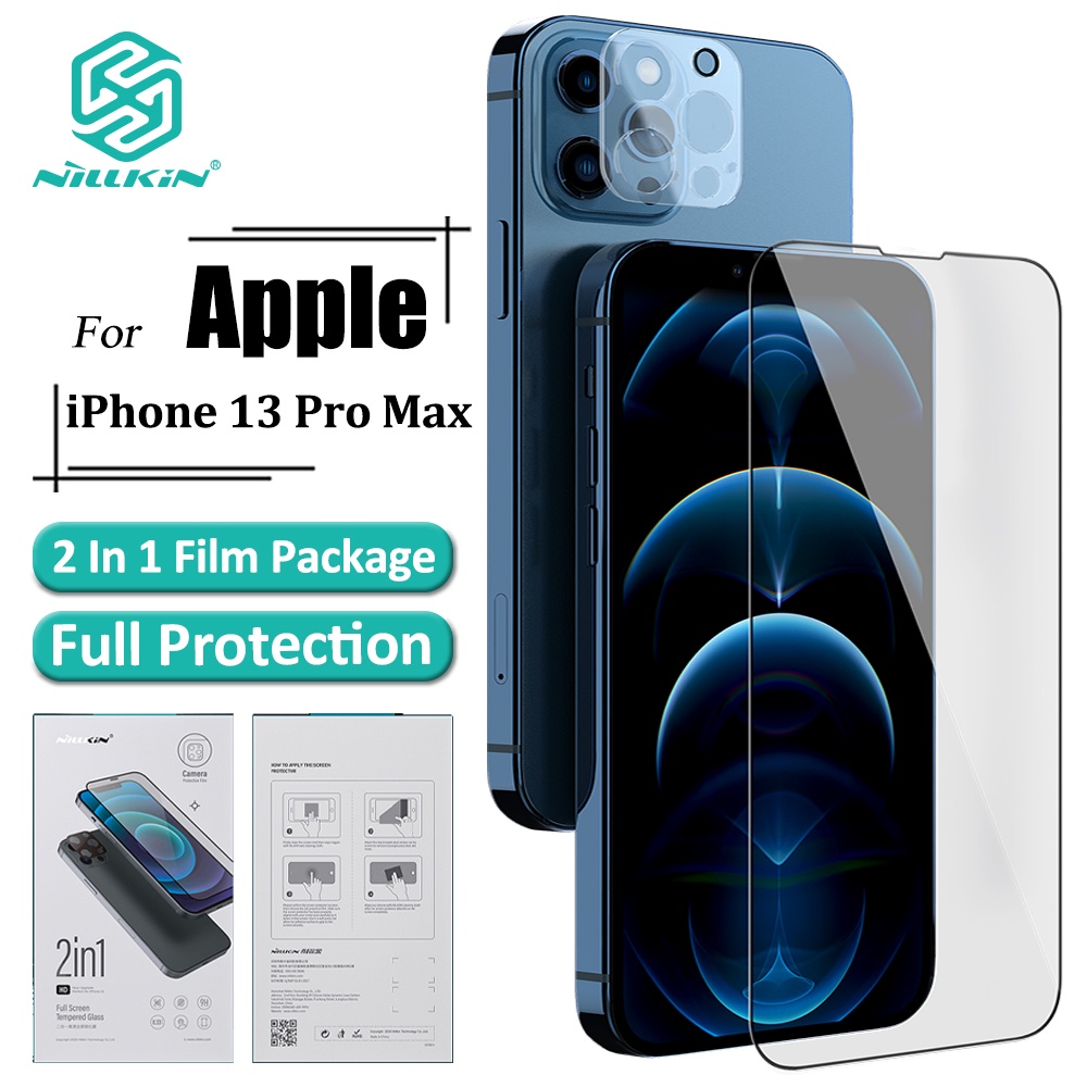 MIếng dán cường lực Nillkin 2 in 1 bảo vệ camera mạnh mẽ cho Iphone 13 Pro Max