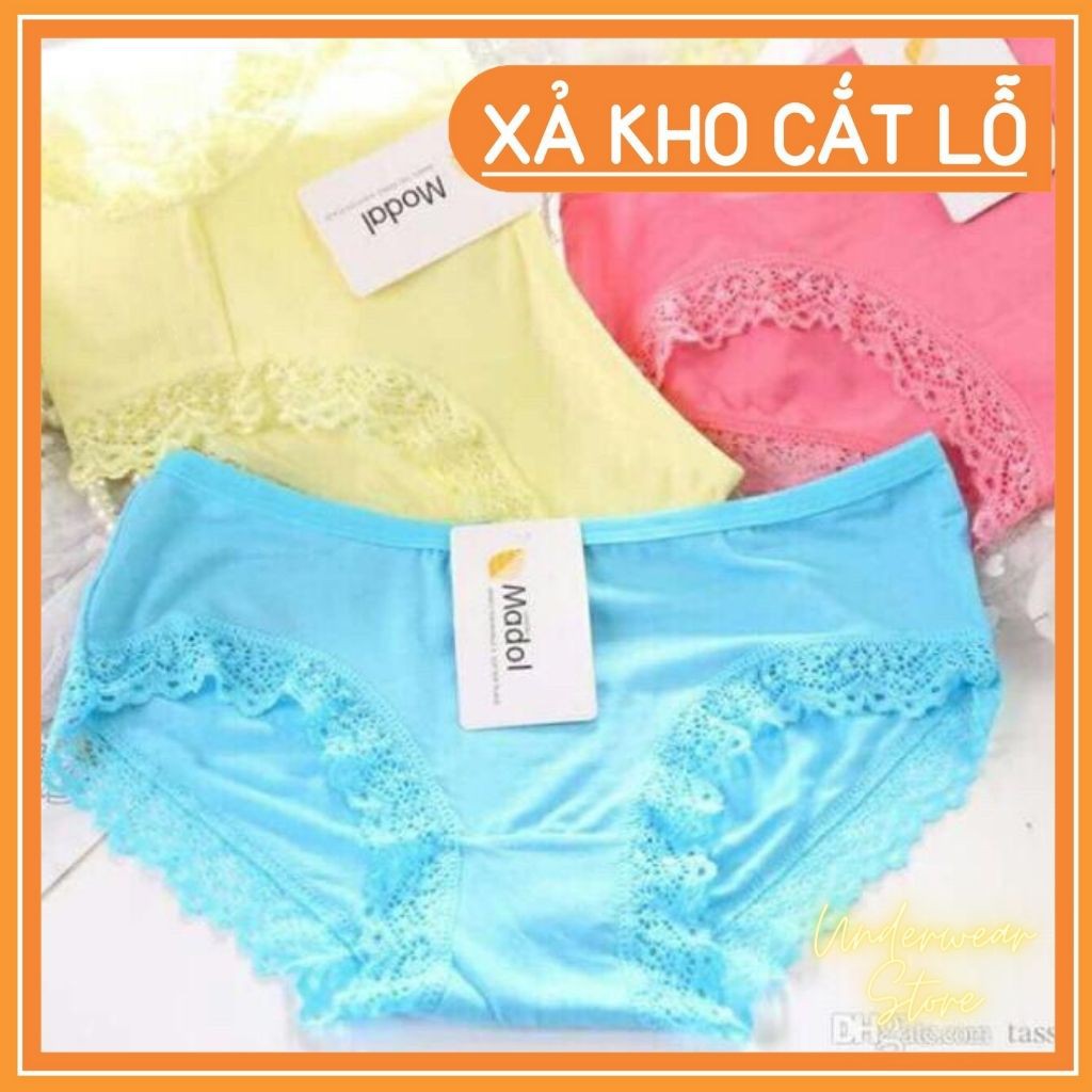 Quần Lót Nữ Cotton Modal Viền Ren Mềm Cực Mát - Ảnh Chụp Thật Kèm Video