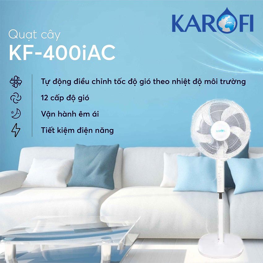 Quạt cây thông minh tự điều chỉnh tốc độ gió Karofi KF-400iAC - Hàng chính hãng, bảo hành 24 tháng