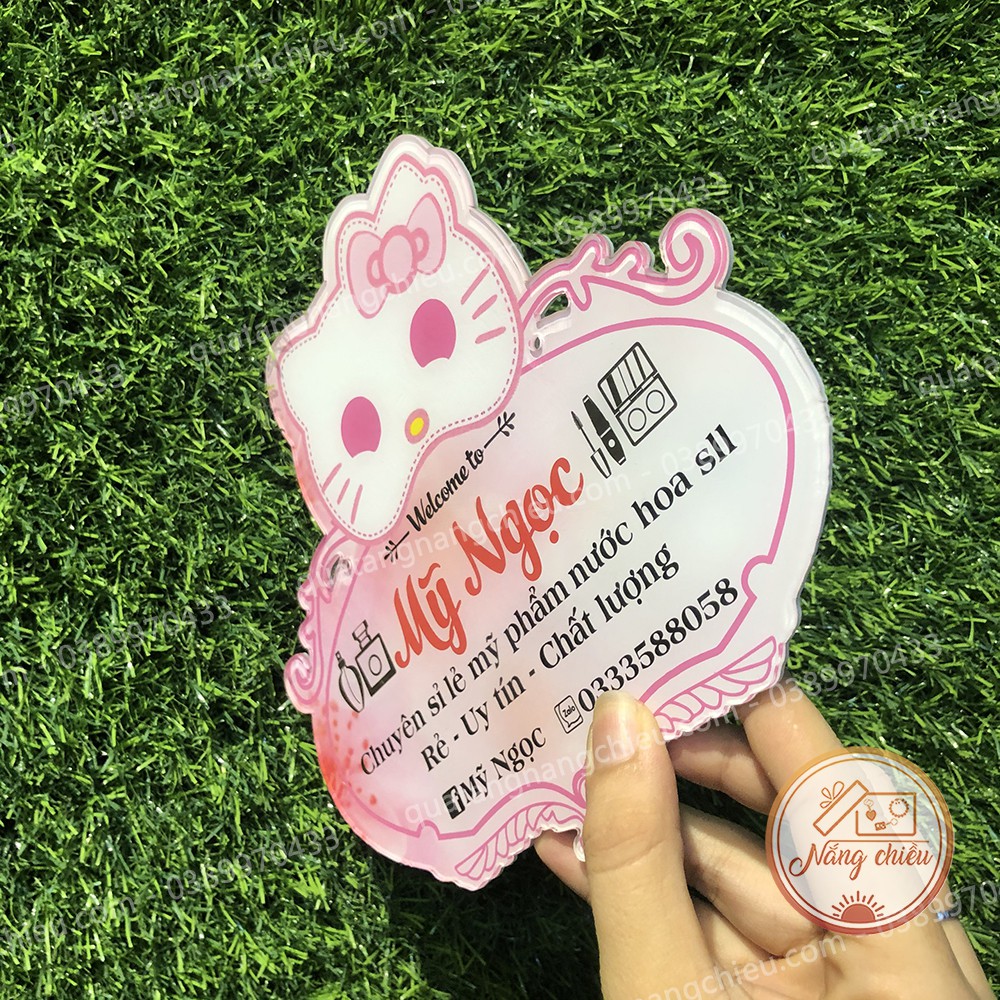 Bảng hiệu hình mèo hello kitty_ Bảng hiệu shop bán hàng mỹ phẩm_ FRee thiết kế theo mẫu có sẵn