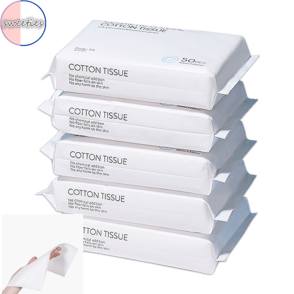 Túi 50 khăn tẩy trang sử dụng một lần chất liệu cotton mềm mại nhỏ gọn tiện dụng dành cho nữ