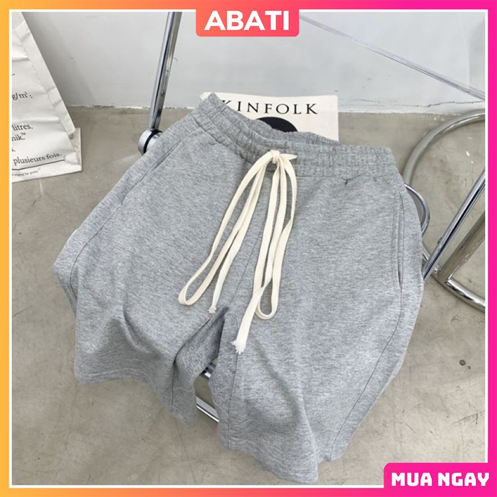 Quần short nam nữ unisex form rộng big size basic trơn ABATI Quần đùi nam nữ mặc nhà vải nỉ da cá mềm mịn thoáng mát