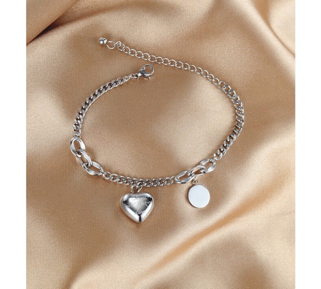 Lắc tay titan xích phối trái tim Blind for love không gỉ