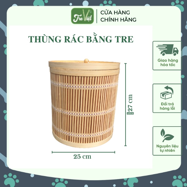 Thùng Rác Bằng Tre - Thùng Tre Nhỏ Đựng Đồ - Bamboo Waste Paper Bin