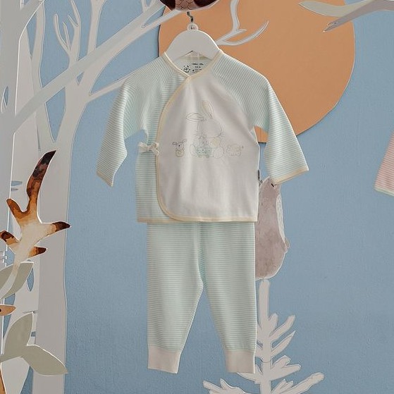 Bộ body cho bé đồ bộ dài tay cài chéo AbbieOh bé gái bé trai 0-6 Tháng BO106 BD107 AW19