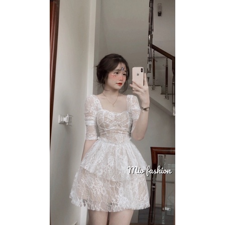 váy ren tầng cổ vuông ( ảnh thật shop chụp) | BigBuy360 - bigbuy360.vn