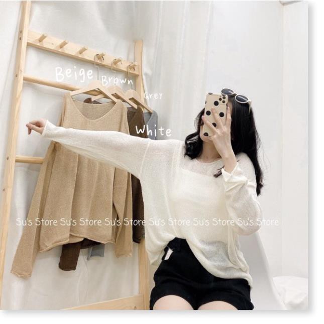 Hàng Chuẩn- Áo len trơn cổ tim viền xoắn A1432 -A12d . new
