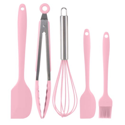 Dụng cụ nhà bếp silicon, bộ dụng cụ nấu ăn 5 món chịu nhiệt cao làm bánh nấu đồ ăn dặm cho bé an toàn