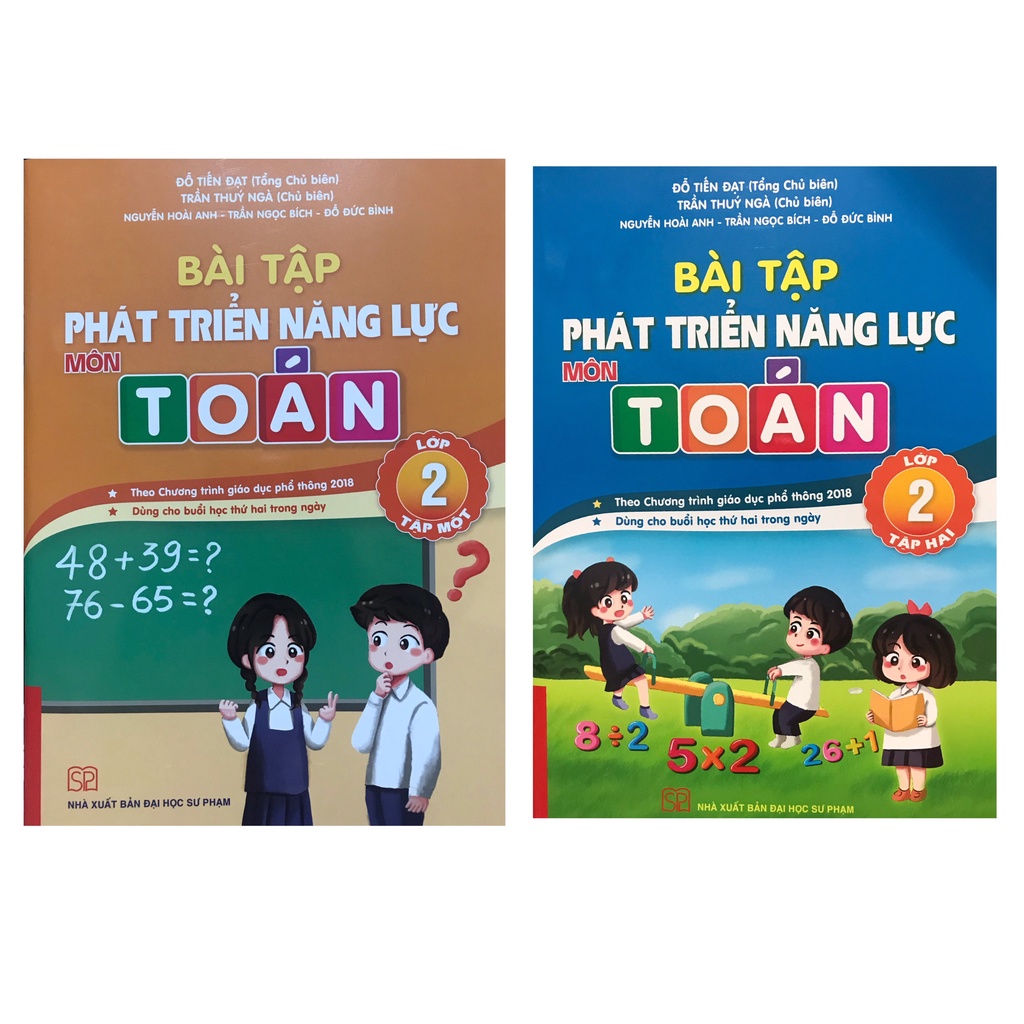 Sách - Combo Bài tập phát triển năng lực môn Toán lớp 2 tập 1 tập 2 ( Đại học sư phạm Cánh diều, màu cam+xanh biển ))