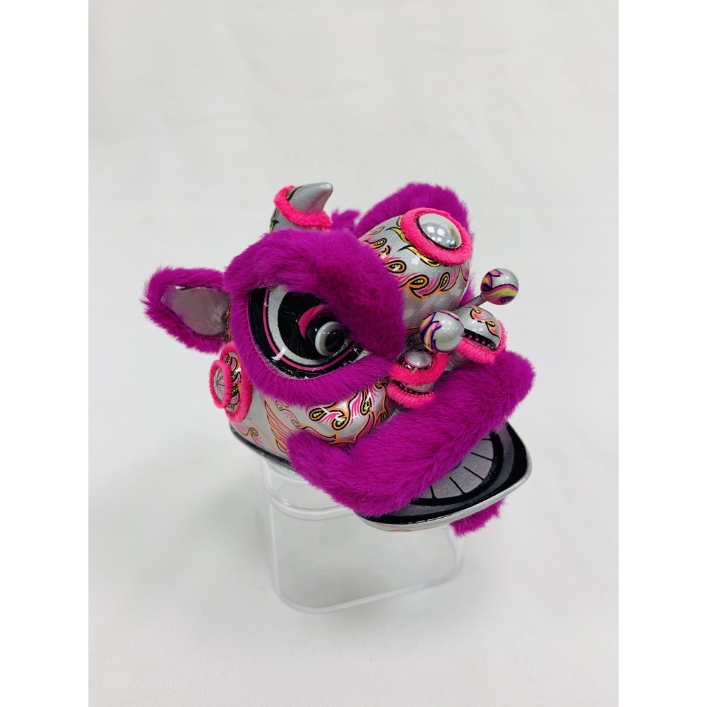 雄狮之王-紫色 Đầu Sư Tử Nhảy Múa Bằng Nhựa Resin Thủ Công Dùng Trang Trí Xe Hơi Dịp Năm Mới