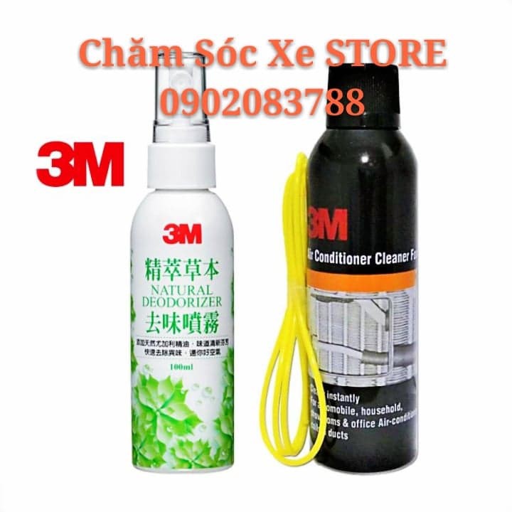 Combo Xịt Khử Mùi 3M: Dung Dịch Vệ Sinh Dàn Lạnh Ô Tô 3M- Chai Xịt Khử Mùi Diệt Khuẩn Xe Ô tô 3M.
