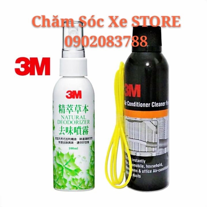 Combo Xịt Khử Mùi 3M: Dung Dịch Vệ Sinh Dàn Lạnh Ô Tô 3M- Chai Xịt Khử Mùi Diệt Khuẩn Xe Ô tô 3M.