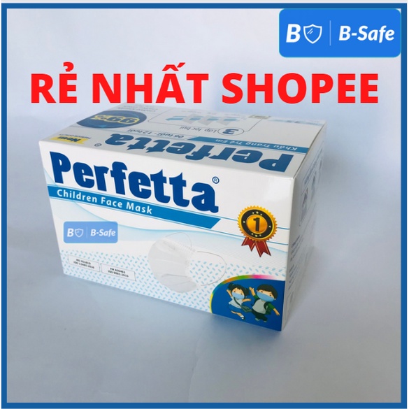 Khẩu trang y tế trẻ em 3 lớp Perfetta Trắng/Xanh  - Bsafe