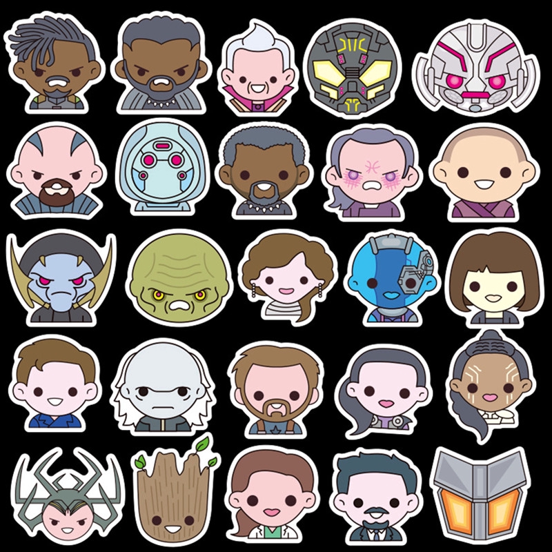 100Pcs/Set ❉ Marvel Superhero - Q Cartoon Head Portraits Stickers ❉ DIY Fashion Luggage Laptop Skateboard Decals Doodle Stickers