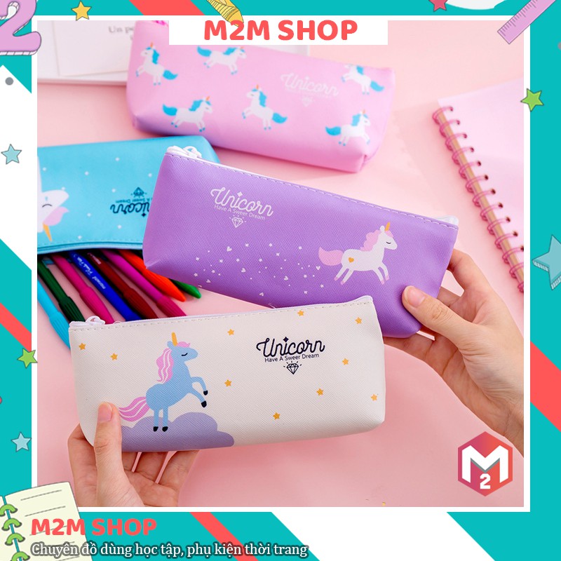 Hộp bút vải canvas hình unicorn cute dễ thương xinh xắn