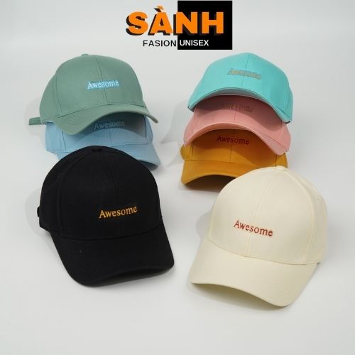 Mũ lưỡi trai thêu hình chữ Awesome Nón kết chất kaki cao cấp form unisex nam nữ K31