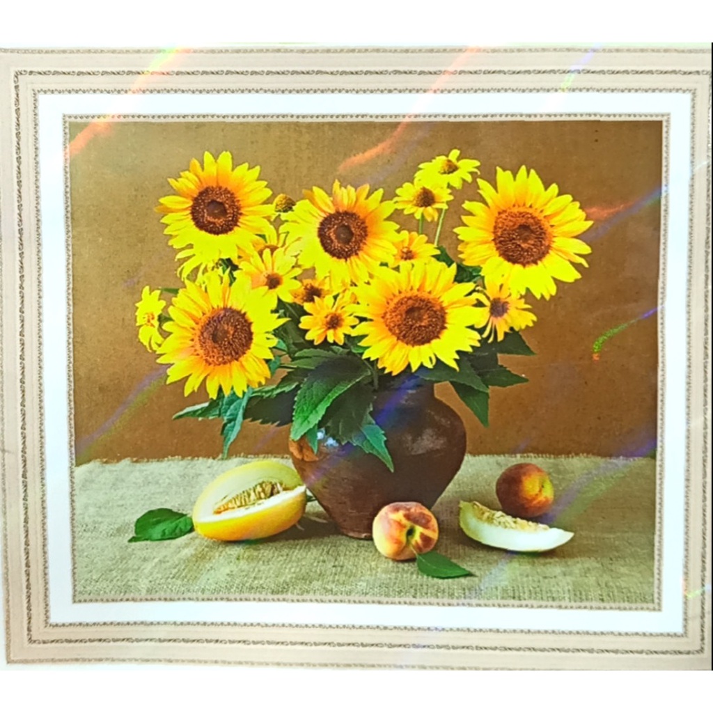 Tranh thêu 5D Bình hoa hướng dương kích thước 49*43cm