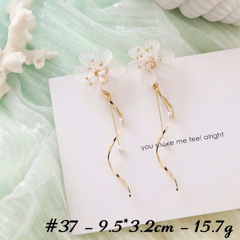 Hoa tai bông tai cánh hoa, vỏ sò trắng 11383 thời trang phong cách Hàn Quốc mẫu 21-40