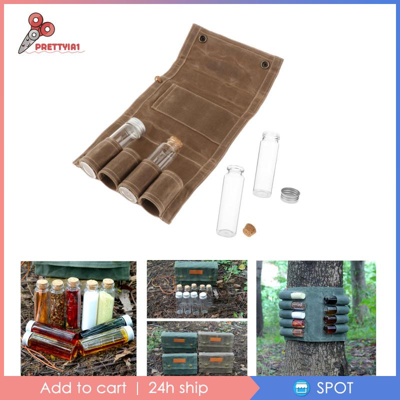 [Prettyia1] Lọ Thiếc Đựng Gia Vị / Muối / BBQ Cắm Trại Dã Ngoại Có Giá Đỡ