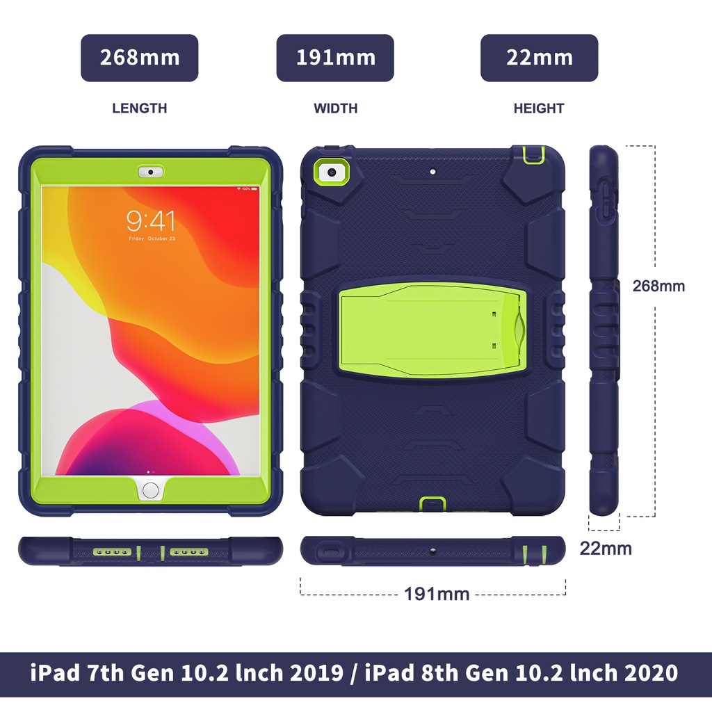 Ốp Máy Tính Bảng Silicon Chống Sốc Có Giá Đỡ Cho iPad 7th 8th 9th Gen 10.2 inch 2019 2020 2021