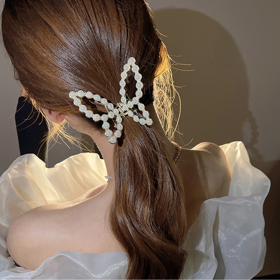 Kẹp Tóc Hợp Kim Hình Bướm Rỗng Đính Ngọc Trai Thời Trang Hàn Quốc Cho Nữ