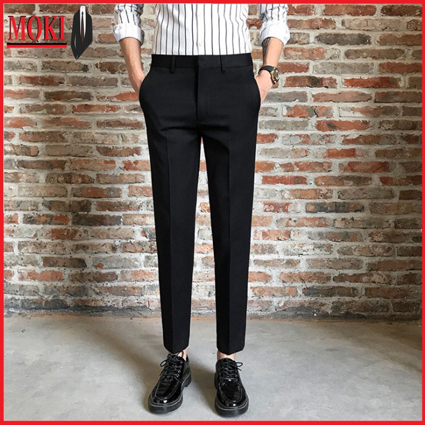 Quần âu nam MOKI ống côn vải lụa co giãn, không nhăn không xù cực kì tôn dáng | BigBuy360 - bigbuy360.vn