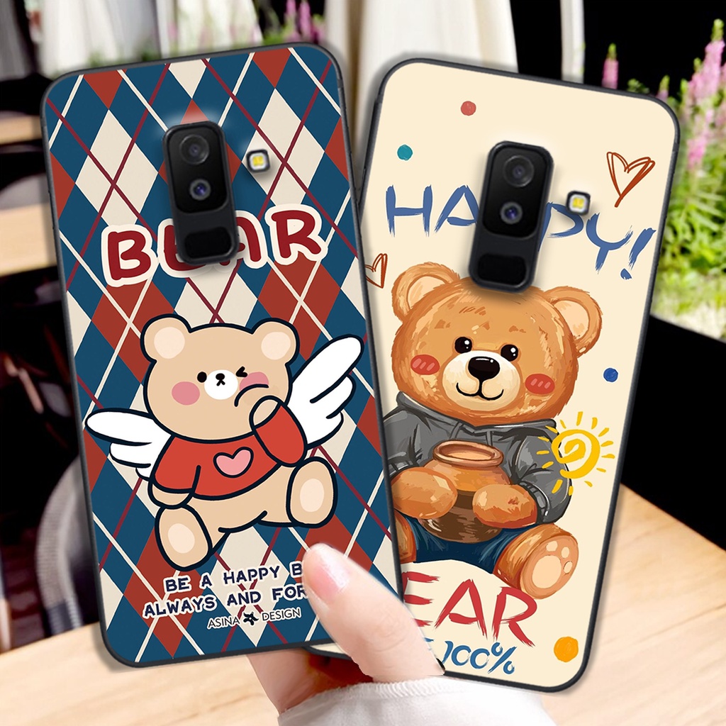 Ốp lưng Samsung J8 in hình cute, chú gấu thể thao tinh nghịch cực đáng yêu