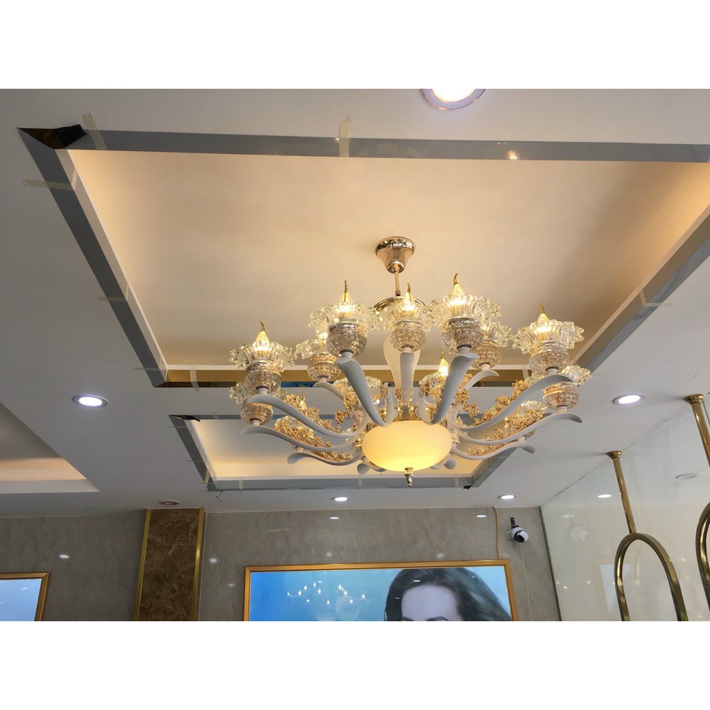 Đèn chùm MONSKY VENUS pha lê 15 tay hiện đại trang trí nhà cửa - kèm bóng Led chuyên dụng