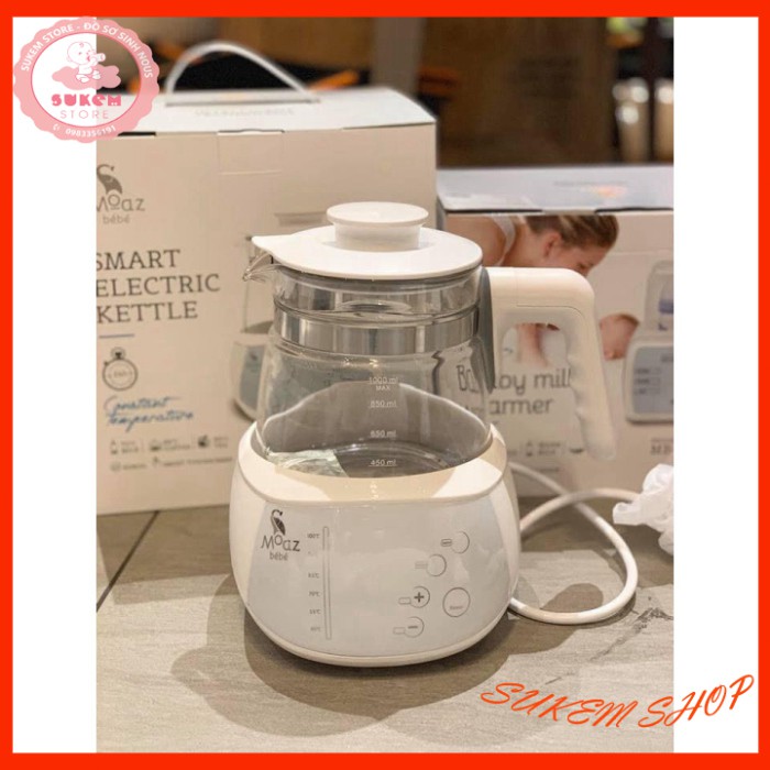 Ấm Đun Nước/ Bình Đun Nước Moaz bébé BPA Free, Có Chế Độ Khử Clo Thông Minh [Hàng Chính Hãng, BH 12 Tháng]